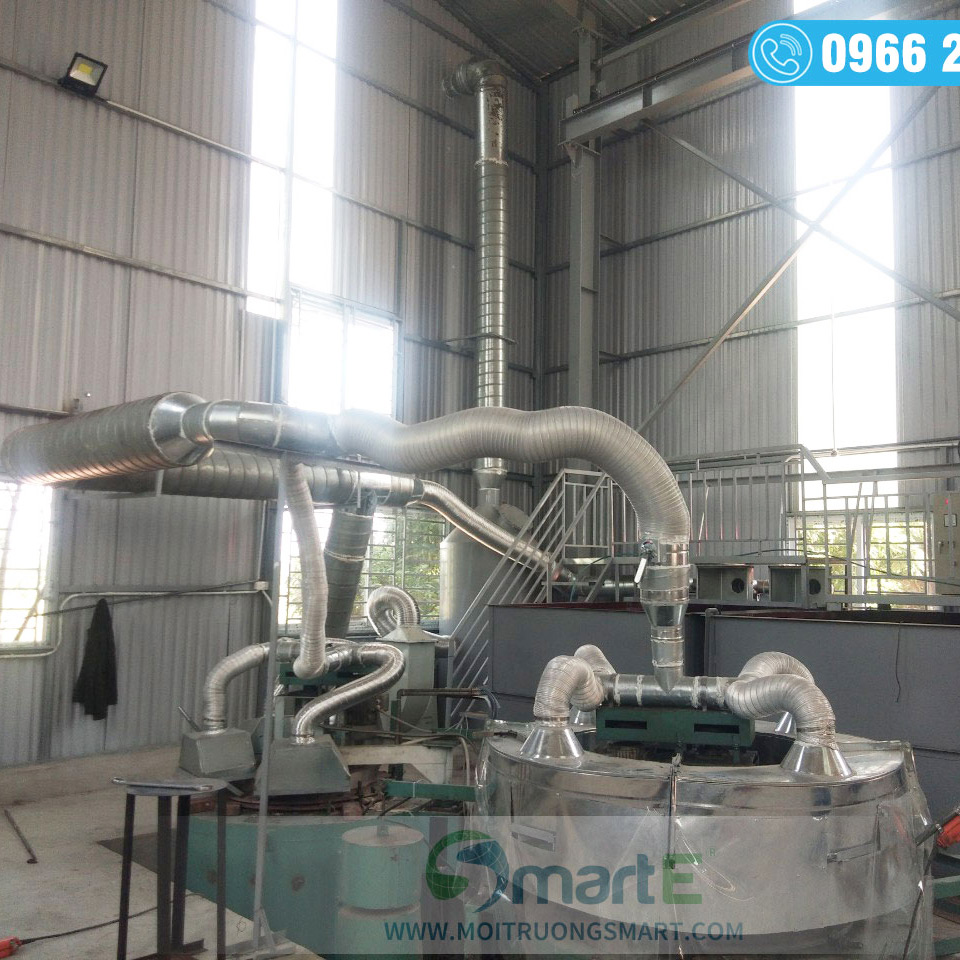 Hệ thống xử lý khí thải 6000m3/giờ lắp đặt tại Hoài Đức, Hà Nội